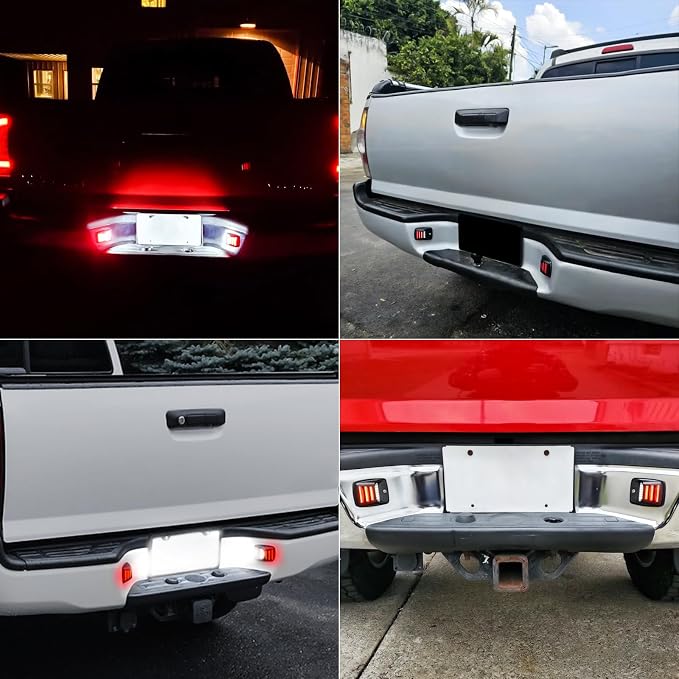 LED License Plate Light Compatible with 2005-2015 Toyota Tacoma, 2000-2013 Toyota Tundra Pickup Truck Rear Plate Light w/Red OLED Neon Tube, 6000K