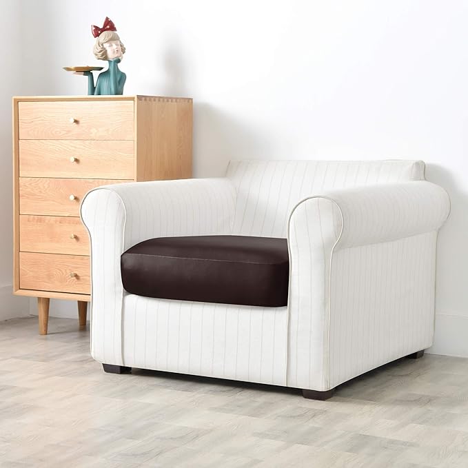 Yates Home PU Leather Couch Sofa Cushion Slipcover Water-Proof Elastic Chair RV Seat Covers Loveseat Sofa Furniture Protector Slip Cover for Settee Seater Replacement in Living Room（Chair, Chocolate）
