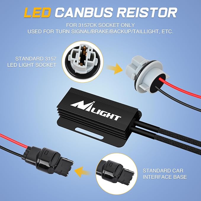 Nilight 7440 LED CANbus Decoder, Anti-Flickering Harness Load Resistor Kit Turn Signal Error Warning Canceller, Pack of 2