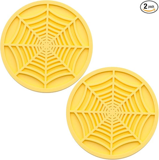 2PCS Car Cup Holder Coasters, 2.75 Inch Universal Non-Slip Insert Water Bottle Holder Pads, Car Interior Accessories Sets (Yellow)