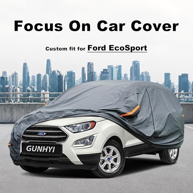 GUNHYI Premium Car Cover Custom Fit Ford EcoSport Eco Sport, 16 Layers Heavy Duty Car Cover Waterproof All Weather with Zipper Door for Sun Rain Snow Dust Uv Protection