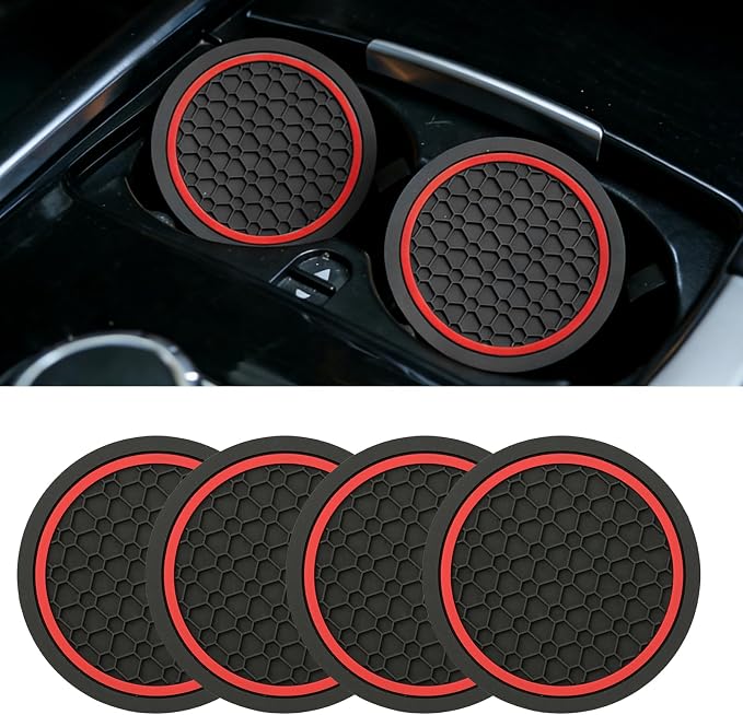 4 Pcs 2.75 Inch Car Coasters, Non-Slip Waterproof PVC for Cars Trucks RVs