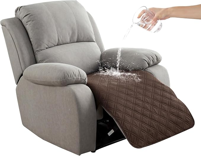 Genina Waterproof Recliner Chair Covers, Recliner Cover for Dog Pets Friendly, Washable Antislip Reclining Chair Cover Furniture Protector, Sofa Slipcover for Living Room(23.6inch/Chocolate)