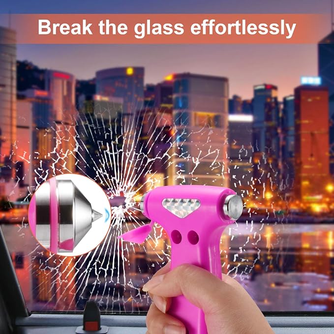 THINKWORK Car Safety Hammer for Teen Girl and Lady's Gifts, 2 Pack Three-in-One Emergency Escape Tool with Window Breaker and Seat Belt Cutter, Safety Emergency Car Escape Tool for Family, Children