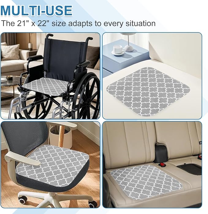 OUTCREATOR® Waterproof Chair Pads for Incontinence 21"x22" (Pack of 4), Washable Reusable Chair Seat Protector Cover,Non-Slip Absorbent Incontinence Pad for Bed,Car,Wheelchair,Adults, Four-leaf Clover