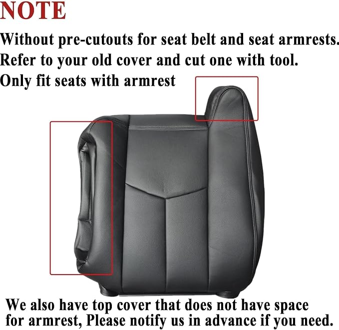 NLQR 6-Piece#692/69i Dark Gray Driver & Passenger Bottom+Top Lean+Armrest Replacement Microfiber Leather Seat Covers Custom Fit for Chevy Silverado Tahoe Suburban Avalanche GMC Sierra Yukon 2003-2006