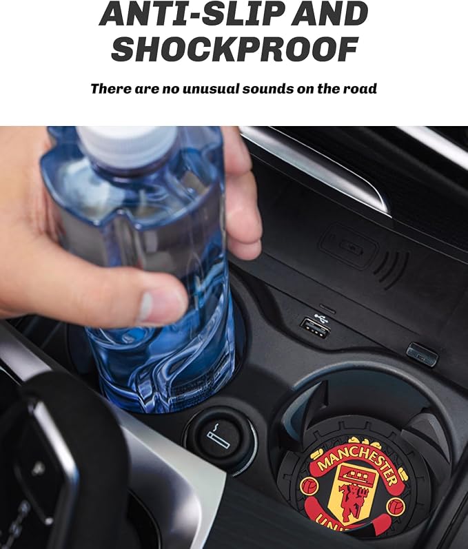 Cup Holder Insert Coaster for Manchester United UEFA UCL Fans,Anti Slip Car Cup Coaster Interior Accessories