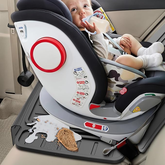 insefocc Car Seat Protector for Child Car Seat，TPE Waterproof & Anti-Slip （No Imprints）,carseat Protector car seat Cover Universal Fit for Baby & Pet Use, BPA-Free（Black -2PC）