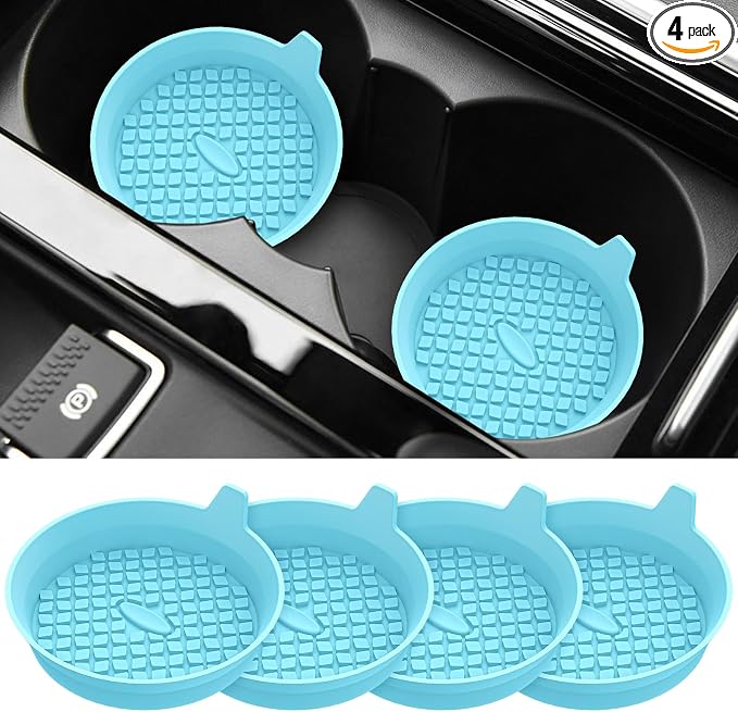 ME.FAN Car Cup Holder Coasters [4 Pack] Silicone Cups Mats, Automotive Universal Non-Slip Recessed Interior Accessories Sky Blue