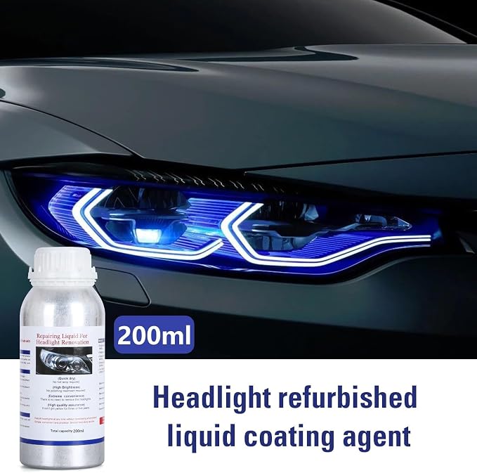 200ML Headlight Restoration Liquid,Automobile Headlight Lens Polish Repair Liquid, Car Headlight Scratch Restoring Fluid for Repair Headlight Yellowing, Haze, Scratches