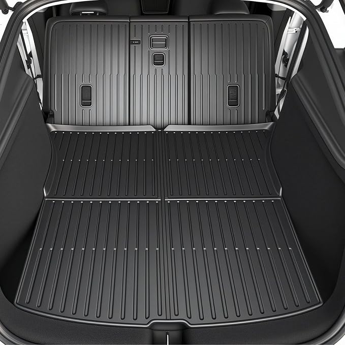 SUPER LINER Tesla Model Y Juniper 2025 2026 Floor Mats & Cargo Liners Full Set 9 PCS Extra-Thick TPE CabinProtect™ for 5-Seater | All-Weather Pet & Child-Friendly Accessories(Not for Standard)