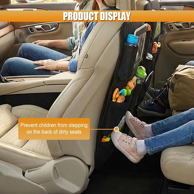 Car Backseat Organizer, Oxford Cloth Car Seat Back Kick Mat Protector, Multifunctional Auto Interior Hanging Storage Pocket for Cars, SUVs(Without)