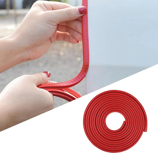 Car Door Edge Guards, 16Ft Universal Car Edge Rubber Seal Trim Protector, U Shape Door Edge Protector Guard, Aluminum Boat Edge Guards, Car Decoration Accessories for Most Car (Red)