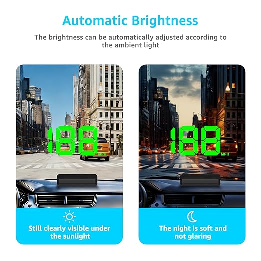 Heads up Display for Cars,Car HUD,Head up Display for Car,Digital GPS HUD Speedometer,USB Cable Plug and Play,Automatic Brightness Adjustment,Large Font Display