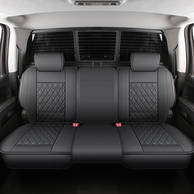 JOJOBAY Chevy Silverado Seat Covers,Leather Seat Covers for GMC Sierra,Custom Fit 2007-2026 1500 2500HD 3500HD Crew Double Extended Regular Cab,LT LZT RST Trail Boss(Full Set,Black)