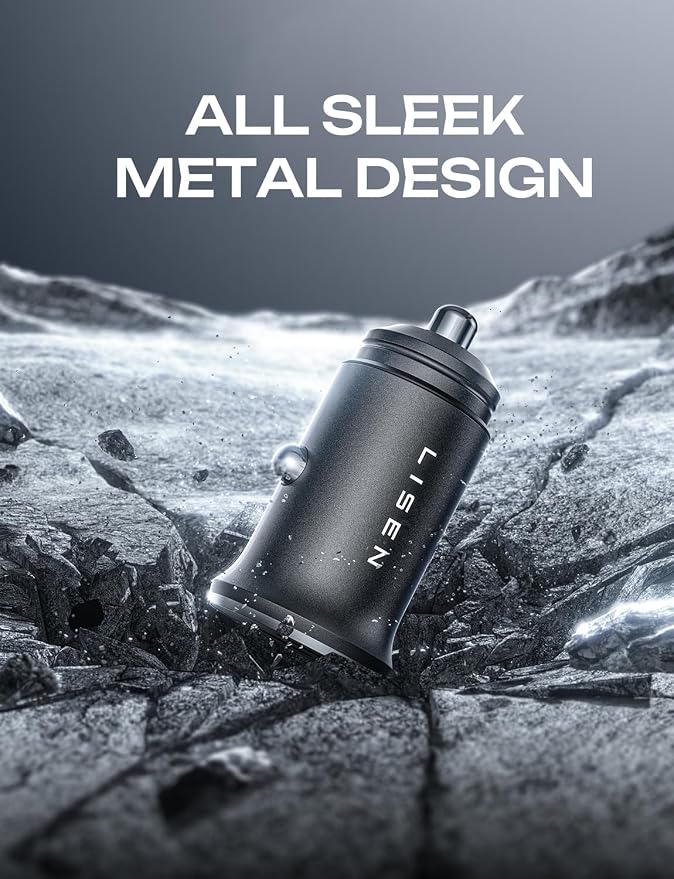 LISEN 90W USB C Car Charger USB C Fast Charge, 45W PD&QC 3.0 Fast Car Charger for iPhone 17 Pro Max 16 15 Pro, Cigarette Lighter USB Charger Adapter for Samsung S26 S25, Android [Metal&Mini] Sockets