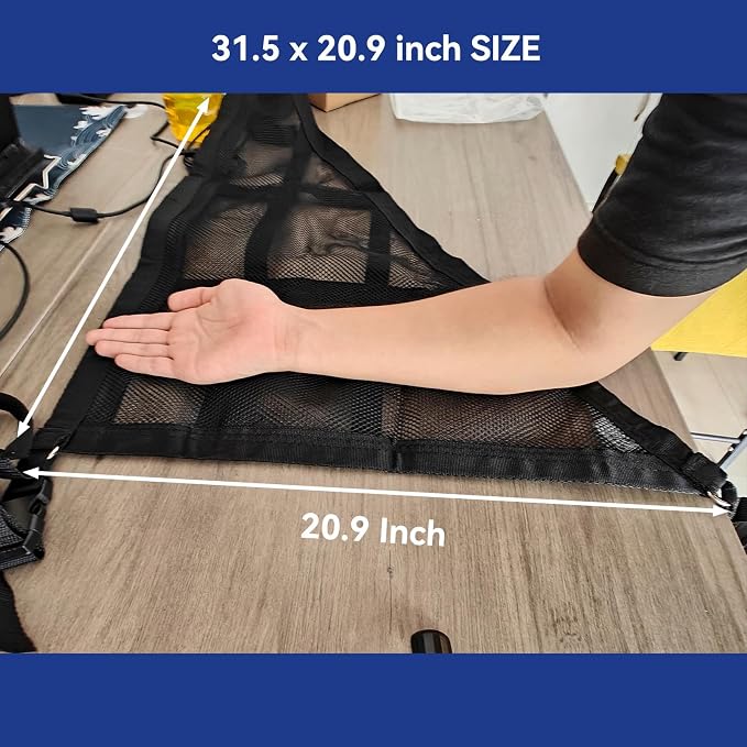 31.5"x20.9" Car Ceiling Cargo Net Fit Cars with 3 Handles | Double Layer Roof Storage Organizer | SUV Minivan Truck | Travel Road Trips Car Camping Accessories