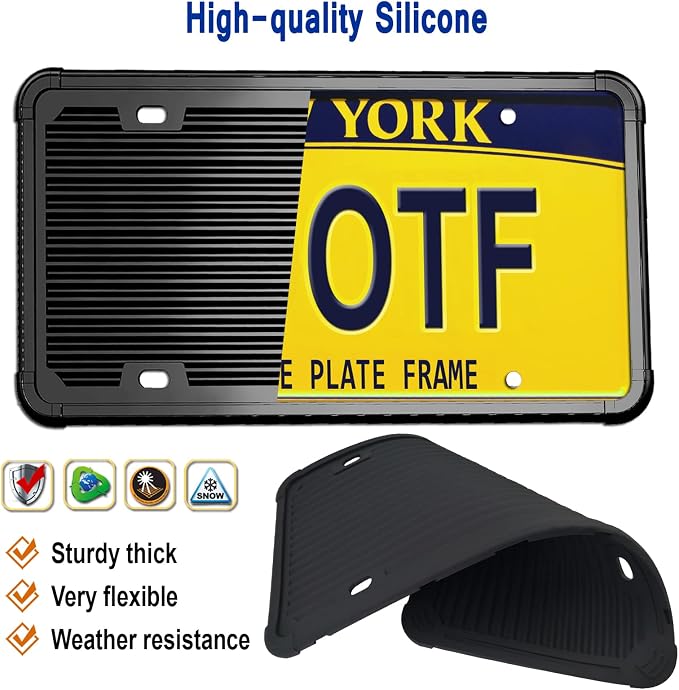 Aootf Trailer License Plate Bracket, Aluminum Holder & Silicone Frame | for Truck/RVs/Boats, Universal License Plate Light Mounting Kit, With Screw Cap