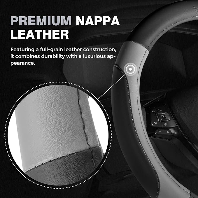 FLORICH Car Steering Wheel Cover, Microfiber Leather Steering Wheel Covers with Anti-Slip Lining, Breathable Elastic Car Steering Wheel Protector, Universal Standard Size 14-15 inch