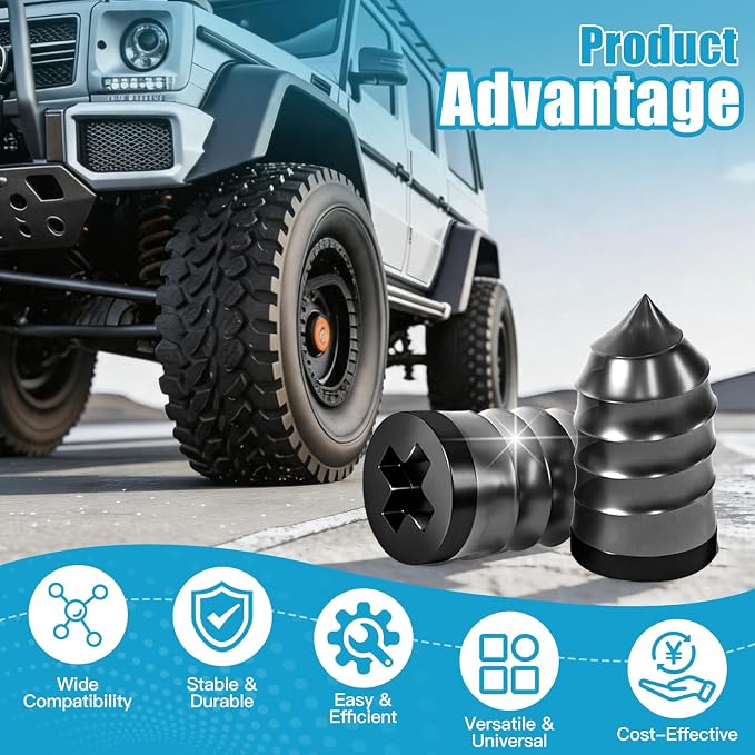 90 PCS Tire Repair Kit, 3 Sizes Tire Repair Screws Rubber Nails with Valve Stems & Pliers & Gloves, Flat Threaded Tire Plug Kit Screw Type Puncture Fix Tool Patch for Car, Motorcycle, Truck, ATV
