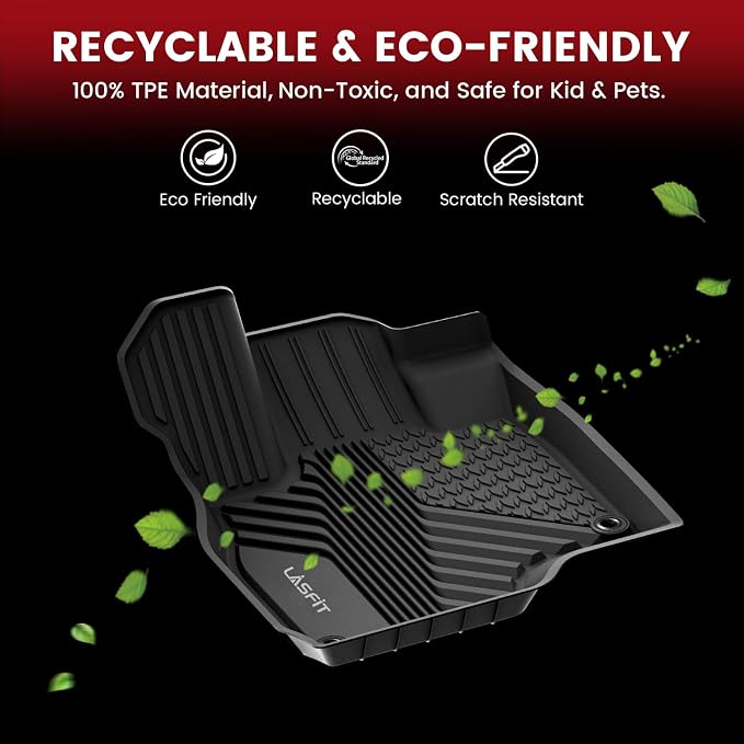 LASFIT Floor Mats for Acura RDX 2019-2026 All Weather Floor Liner TPE Custom Fit Car Mats for Acura RDX 1st & 2nd Row Mats Tasteless Durable and Easy to Clean Black