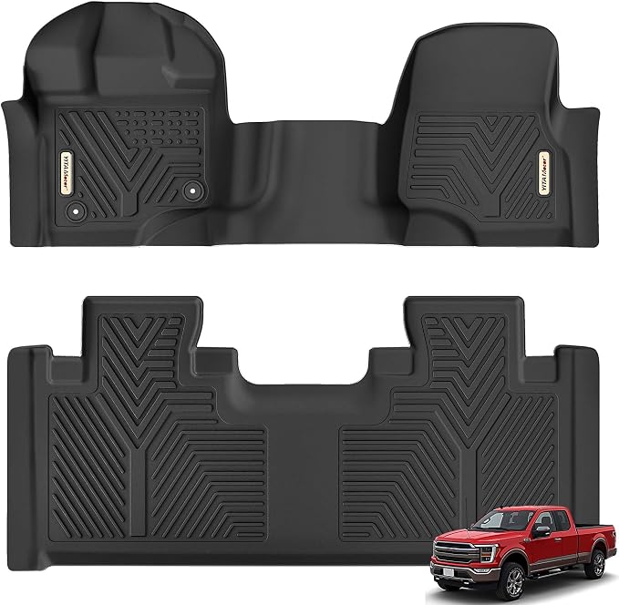 YITAMOTOR Floor Mats Fit 2015-2026 Ford F-150 Super/Extended Cab Bench Seat | Not for SuperCrew Cab, Custom Fit All Weather Anti-slip TPE Rubber Mat, F 150 Floor Liners Set, 1st & 2nd Row, Black