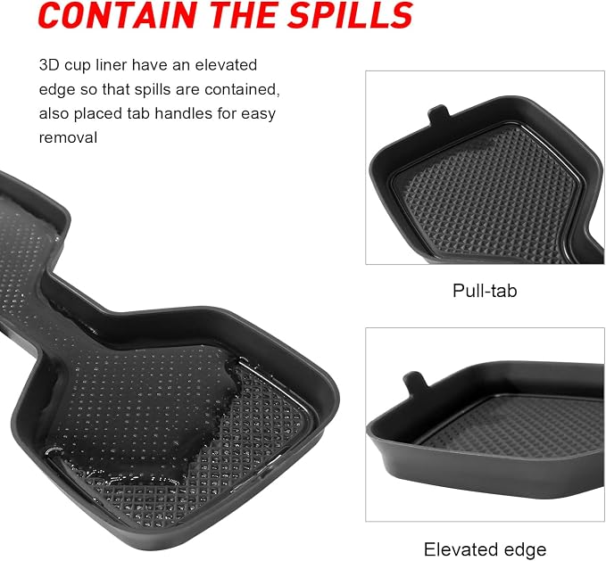 Cup Holder Coaster for Kia Telluride Accessories 2020-2022 2023 2024 2025 | 3D Silicone Cup Holder Insert Mat, Non-slip Center Console Pad, Car Interior Accessories Decoration, Black Trim, 6pcs Kit