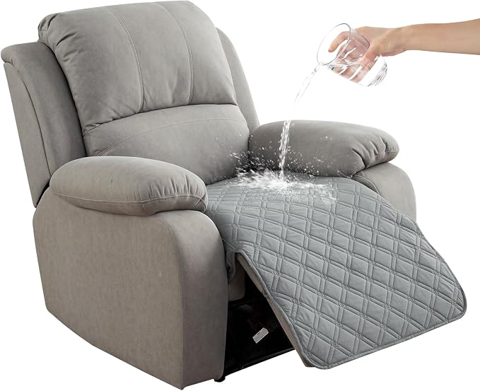 Genina Waterproof Recliner Chair Covers, Recliner Cover for Dog Pets Friendly, Washable Antislip Reclining Chair Cover Furniture Protector, Sofa Slipcover for Living Room(23.6inch/Light Grey)