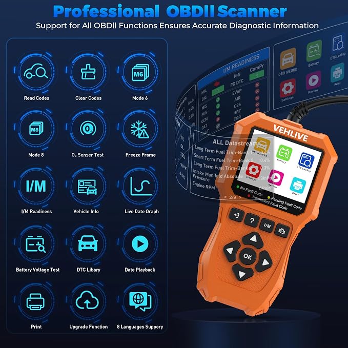 V880 OBD2 Scanner Diagnostic Tool for Car Code Reader/Reset Emissions Test