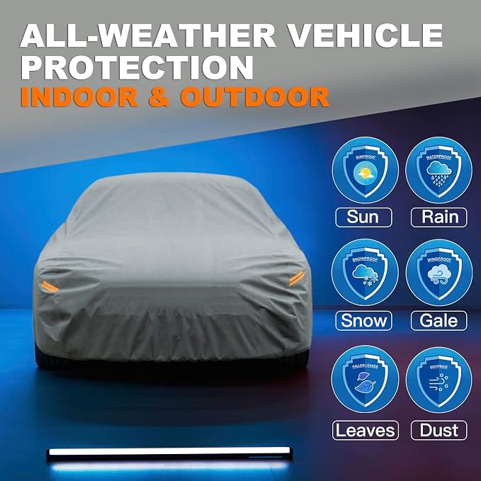 Kayme Heavy Duty Car Cover Custom Fit Dodge Challenger Demon (R/T, SRT, T/A, Hellcat 2008-2025), Waterproof All Weather for Automobiles, Full Exterior Covers Rain Sun UV Protection.