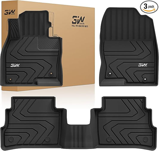 3W Floor Mats for Mazda CX-5 2017-2025, Heavy Duty TPE All Weather Custom Fit Floor Liners, Anti-Slip Car Accessories, 1st & 2nd Row, Black