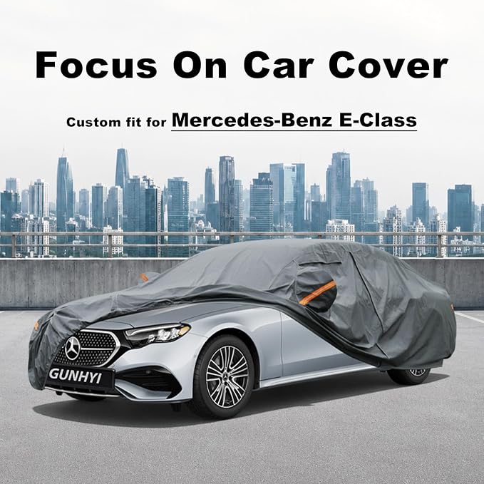GUNHYI Premium Car Cover Custom Fit Mercedes-Benz E-Class, 16 Layers Heavy Duty Car Cover Waterproof All Weather with Zipper Door for Sun Rain Snow Dust Uv Protection