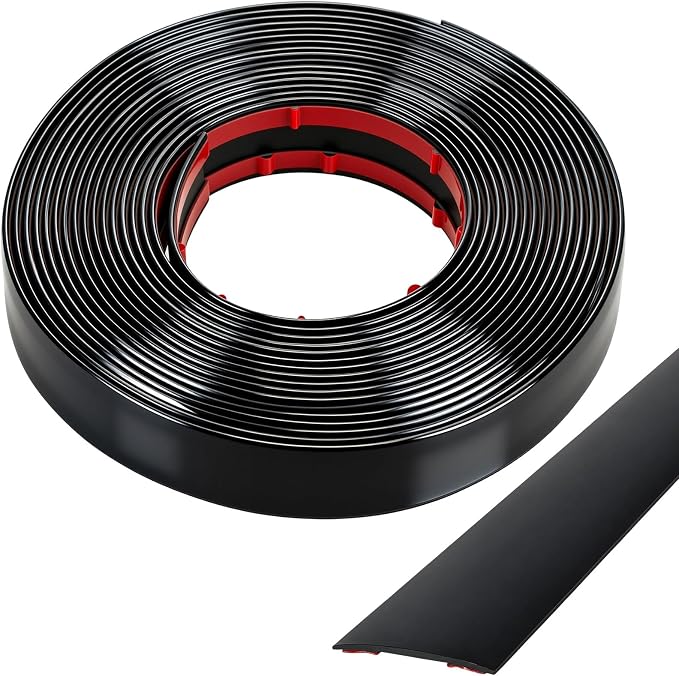 Pangda Glossy Black Body Side Molding Trim 1 Inch Wide Universal Car Bumper Door Edge Protector 20 Feet Self Adhesive Automotive Guard for Trucks Suvs Marine Crafts and DIY Home Furniture