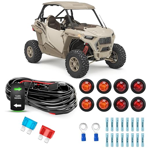 Nilight UTV ATV Turn Signal Wiring Harness Kit with Vertical Rocker Switch | Street Legal Flasher Relay Kits Red &Yellow Lights for Polaris Kawasaki Teryx Can Am Commander Cat Wild Green Backlight