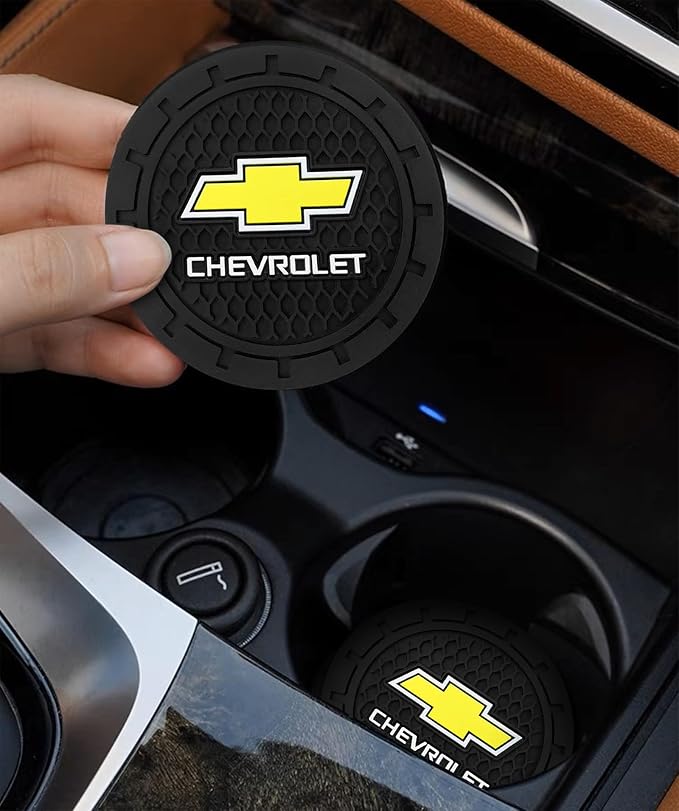 Car Cup Holder Coaster for Chevrolet Series Recessed Silicone Cupholder Coaster Interior Accessories 2.75in 2Pieces Black