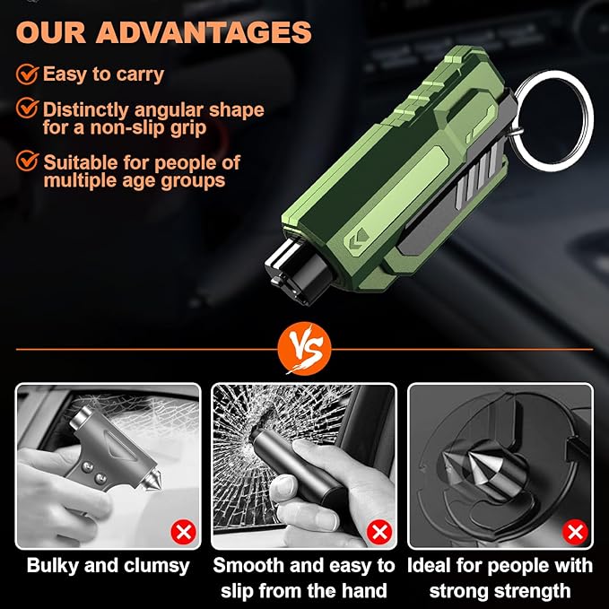8PCS Car Window Breaker Seatbelt Cutter, Portable 2 in 1 Seatbelt Cutter and Window Glass Breaker Keychain Emergency Escape Tool for Cars