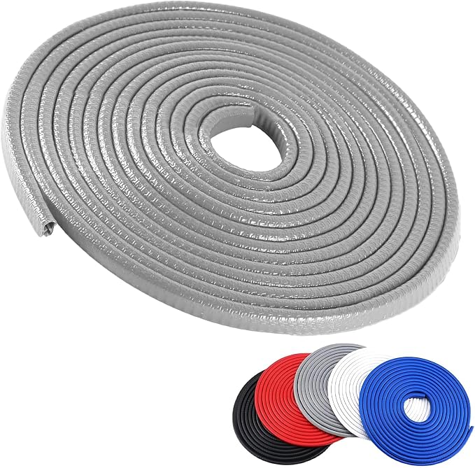 Car Door Edge Guards, 16Ft Rubber Seal Car Door Edge Trim, U Shape Door Edge Protector Guard, Aluminum Weather Proofing Automotive Door Edge Molding, Protection for Most Cars (Grey)