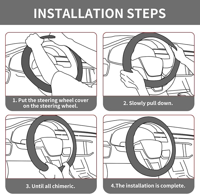 Car Steering Wheel Cover Full Surround - Soft Breathable Anti-Slip Heavyweight Safety Cover, Thick Cushioned Sports Style Universal Fit for Auto Truck SUV (Black/Coffee)