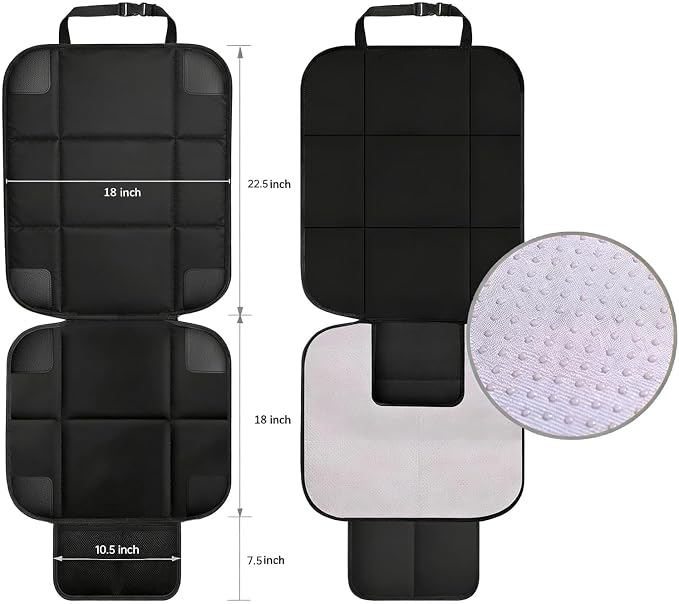 VLM Car Seat Protector for Child Baby Car Seat,600D Waterproof Car Seat Cover with Thick Padding, Non-Slip Backing and 2 Mesh Storage Pockets (2 Pack)