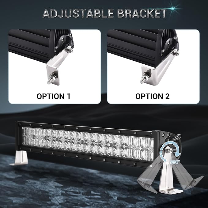 Audak LED Light Bar Side Mounting Brackets Kit Universal Stainless Steel Side Mount for Double Row Straight or Curved LED Light Bar (Pack of 2)