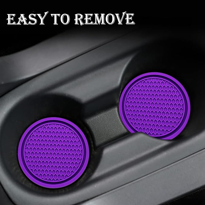 4PCS Car Cup Holder Coaster, Universal Auto Non-Slip Cup Holder Coaster, 2.75In Universal Non-Slip Recessed Car Interior Accessories (Purple)
