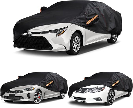 Car Cover Custom Fit for Toyota Camry, Kia Stinger, Nissan Altima, 6 Layer Heavy Duty Car Cover Waterproof All Weather with Cotton Liner