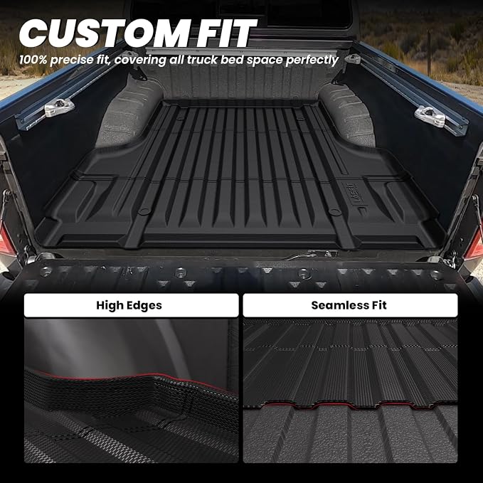 LASFIT Bed Mat for Nissan Frontier 2005-2021 5FT/59.2 Inches(Not Fit 6FT), All Weather TPE Custom Fit Truck Bed Mat Pickup Bed Liner, Black