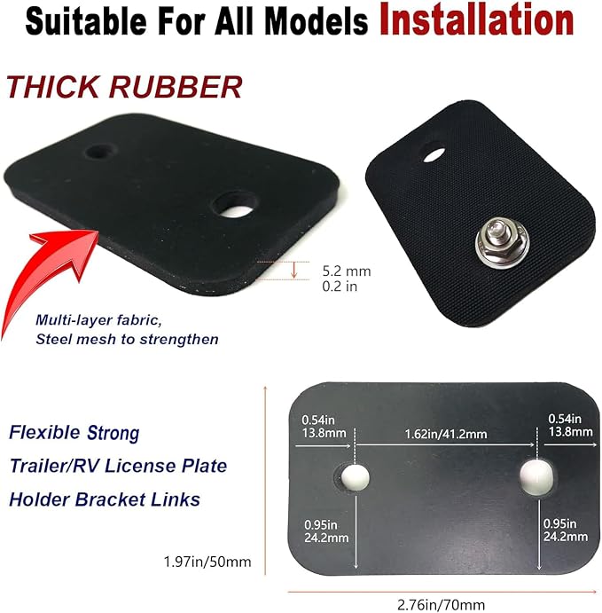 Aootf Trailer License Plate Holder Bracket, Rubber Holder with Carbon Frame | Truck/RVs/Boats/Jet Ski Tag Holder, Black Screw Caps