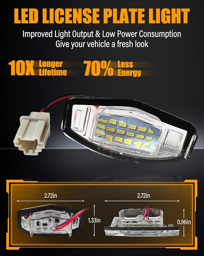 LESAUCE LED License Plate Lights 6500K White For Honda Accord Sedan Odyssey Civic Pilot & Acura MDX TSX TL ILX RDX RL, Super Bright Tag Lamp Assembly Replacement Pack of 2