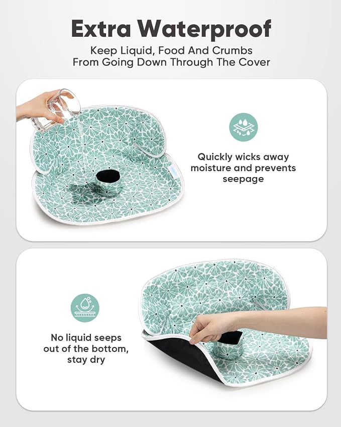2 Pack Waterproof Baby Piddle Pads Carseat Potty Training Car Seat Protector, Waterproof Infant Car Seat Liner Cover to Prevent Pee, Leakproof and Washable (Green Flower)