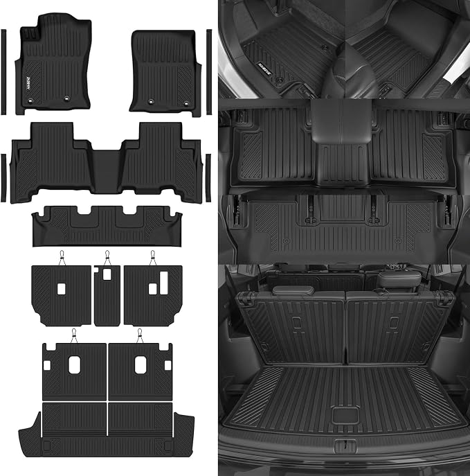Naibeve Floor Mats for 2013-2024 Toyota 4Runner 7 Seats | All Weather Floor Mats, Cargo Mat, 2nd/3rd Row Backrest Mats, Backrest Mats, Door Sill Guards Interior Protector accessories