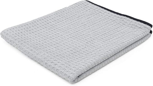 The Rag Company - The Big One - Waffle-Weave Microfiber Drying Towel; Super Absorbent for Car Washes, Detailing, and More; Buttersoft Suede Edges; Scratch-Free, 450GSM, 25in x 40in, Grey