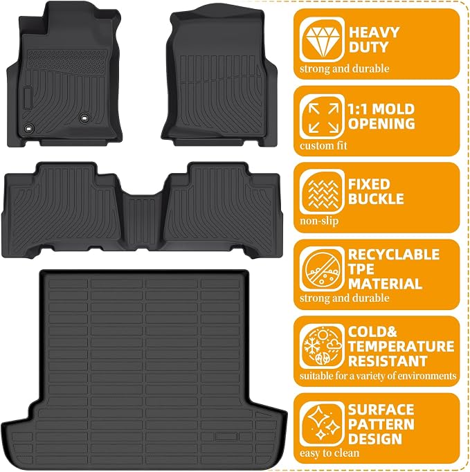 Floor Mats for Toyota 4Runner 2003-2009,4th gen 4runner TPE Floor Mats | NOT for with 3rd row seats,NOT for Sport,for 4Runner SR5|Limited,ONLY for 5 Seats,Front&Rear Row&Cargo Liner