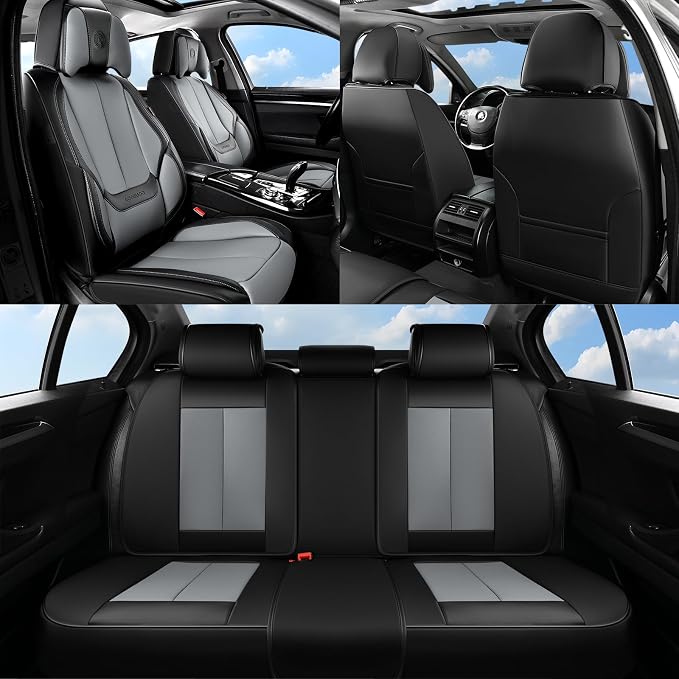 Coverado Car Seat Covers, Seat Covers for Cars, Waterproof Leather Auto Seat Protectors, Leather Car Seat Cushion, Car Interiors Accessories Universal Fit for Most Cars